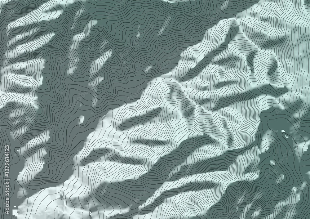 Curvas de nivel, mapa topográfico. Terreno topográfico