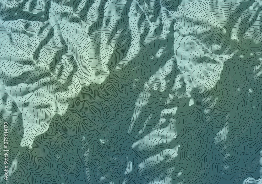 Curvas de nivel, mapa topográfico. Terreno topográfico