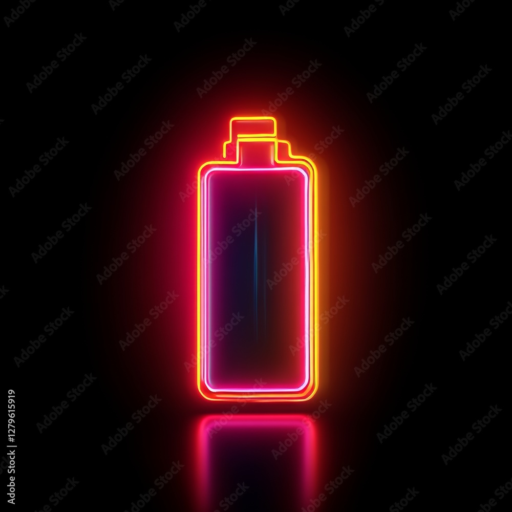 Icon representing energy. Neon lightning bolt. Battery charging icon with a power bolt. Neon charging flashlight icon that glows, displayed on a black background Icon representing energy. Neon lightning bolt. Battery charging icon with a power bolt. Neon charging flashlight icon that glows, displayed on a black background
