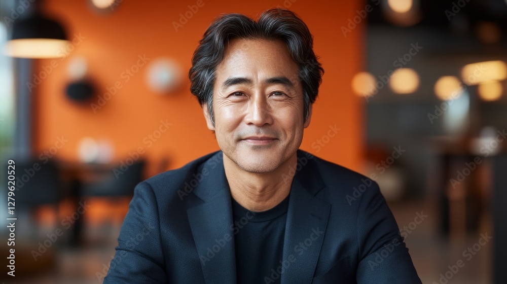 Obraz premium Asian men in their middle years are leading figures in broadcast journalism
