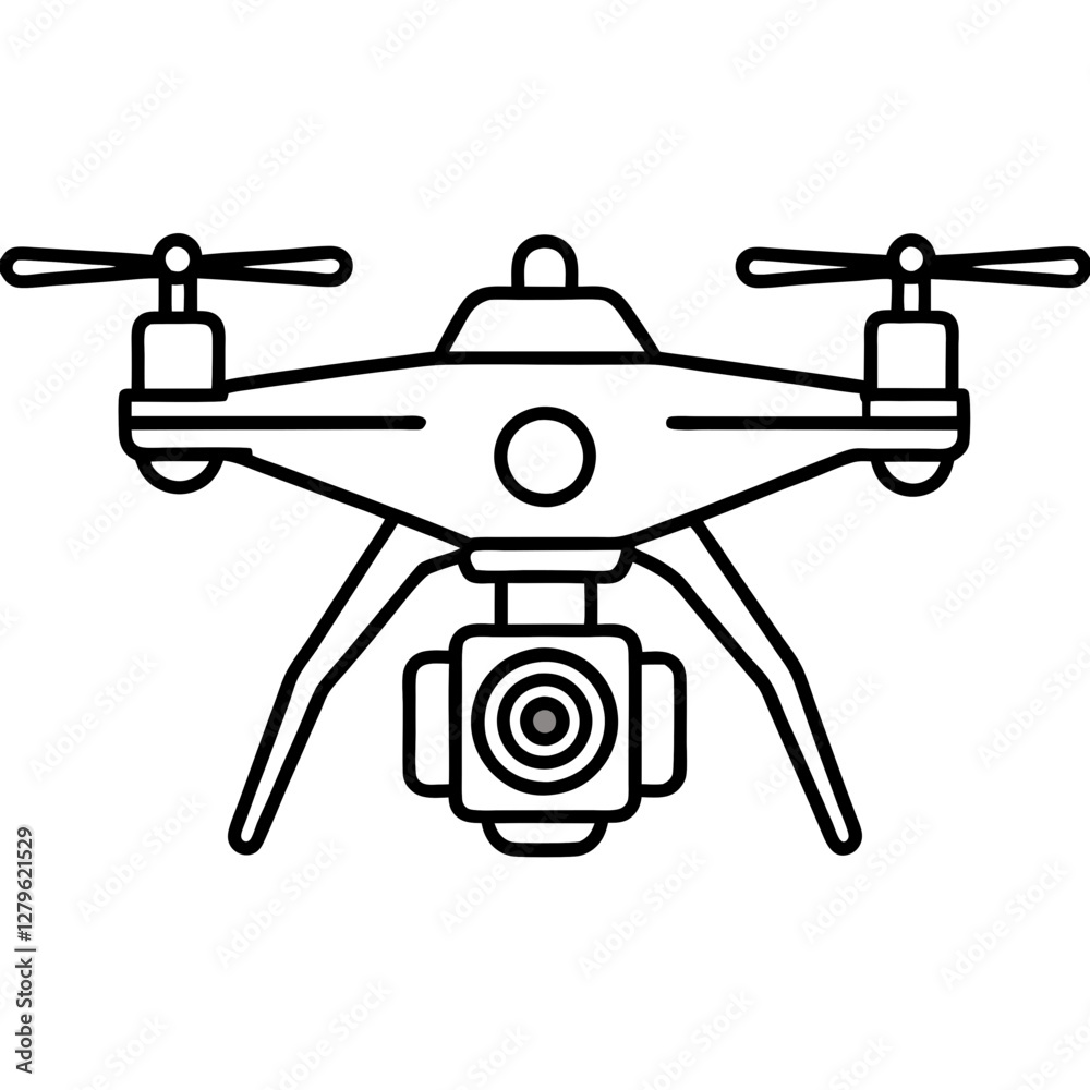 Drone with camera in flight Drone with camera in flight
