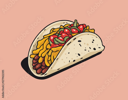 Taco With Refried Beans stock photo