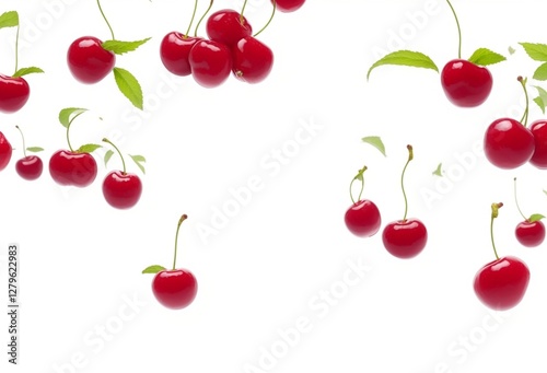 Seamless pattern with cherry berries,cherries on a white background,Fresh cherry collection isolated on white background with clipping path.png
