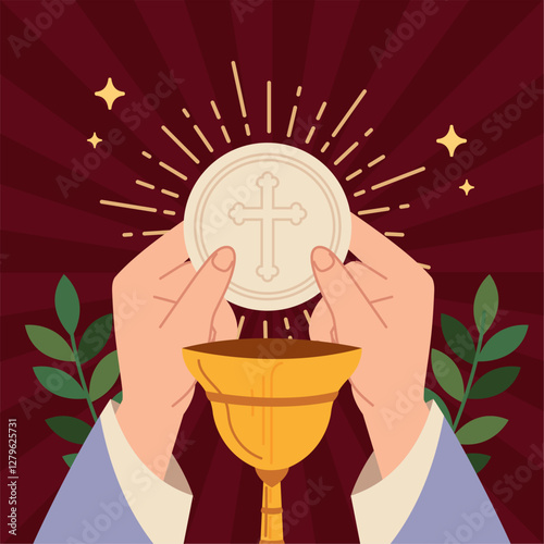 Hands With the Holy Host, Consecration of bread and wine in the body and blood of Jesus