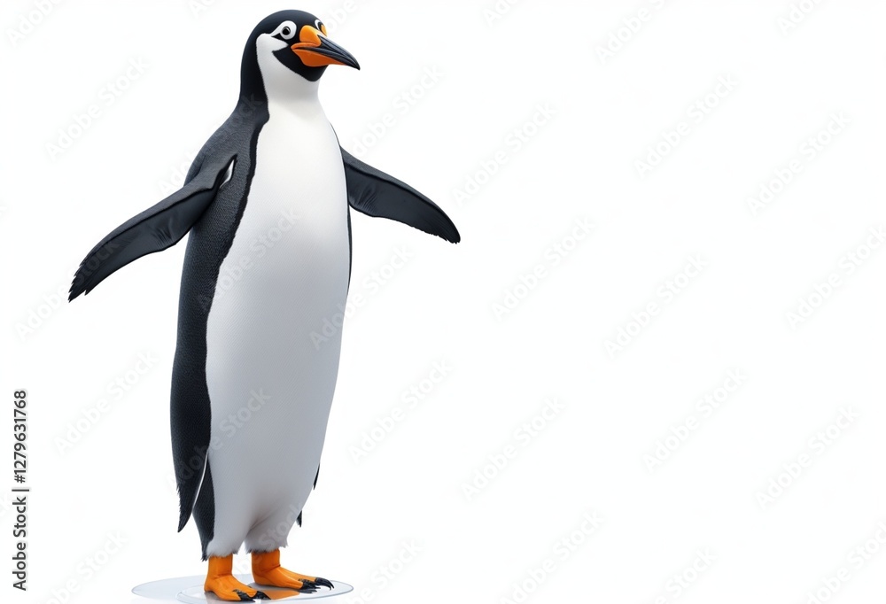 Fototapeta premium penguin isolated on transparent background,Full-body portrait of a penguin standing, on transparent background, PNG,Penguin on White Isolated on Transparent or White Background, PNG