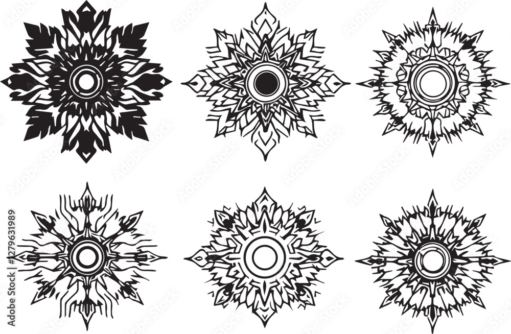 Set of elements for flat design, patterns, ornaments, mandalas. Hand drawn vector illustration Set of elements for flat design, patterns, ornaments, mandalas. Hand drawn vector illustration