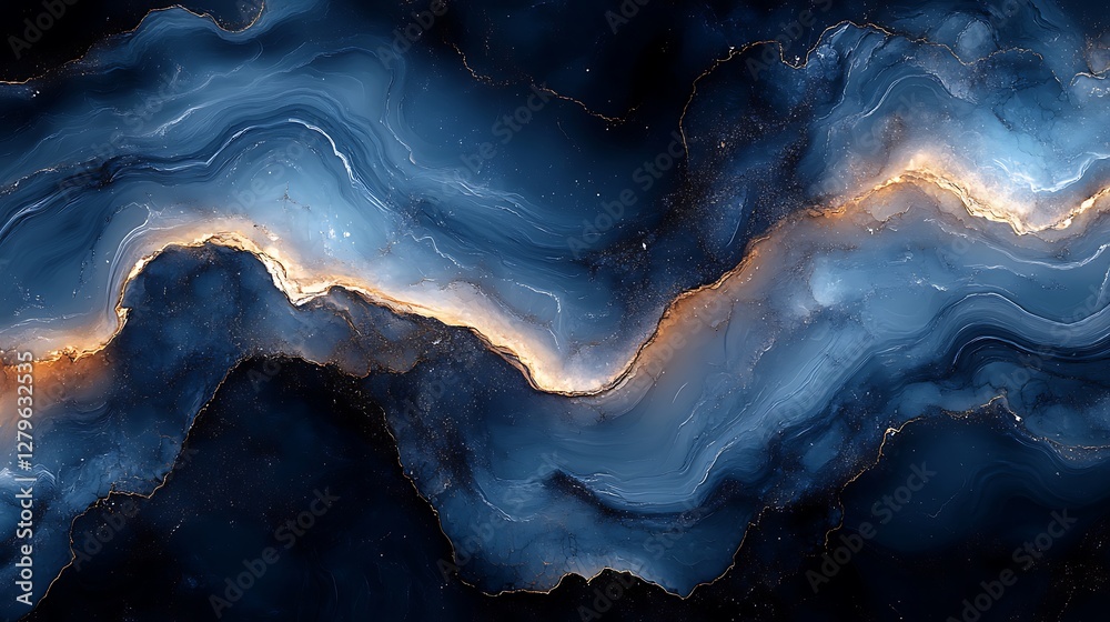 Artistic Marble Texture with Shimmering Blue and Gold Patterns Picture Artistic Marble Texture with Shimmering Blue and Gold Patterns Picture