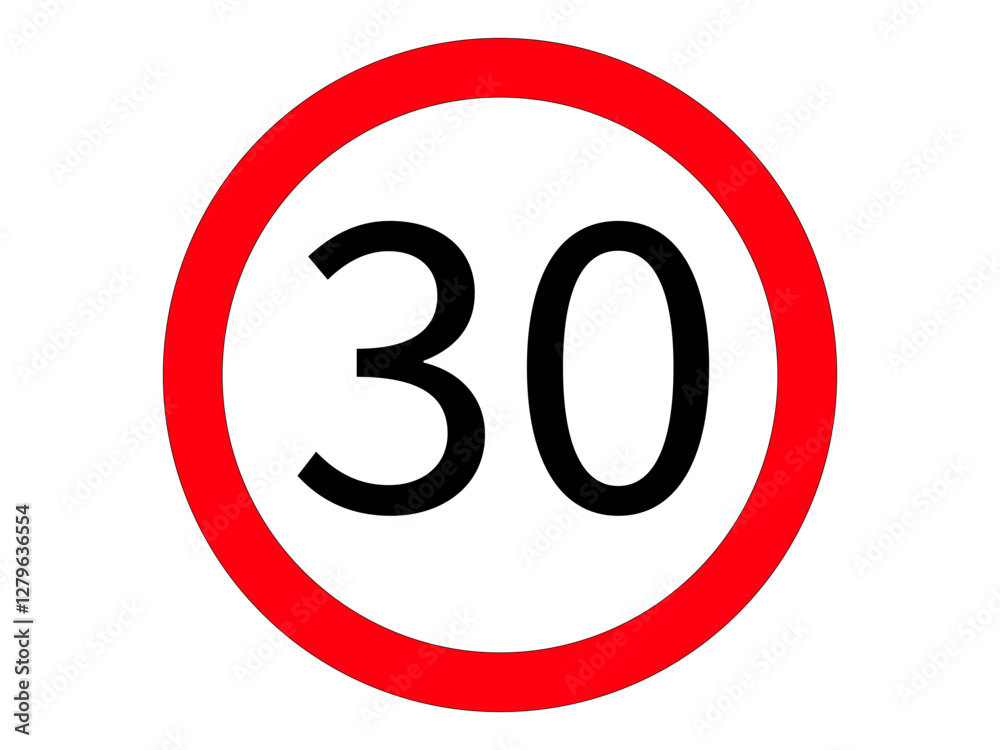 Traffic sign 30 km/h – speed limit sign for roads and construction sites Traffic sign 30 km/h – speed limit sign for roads and construction sites