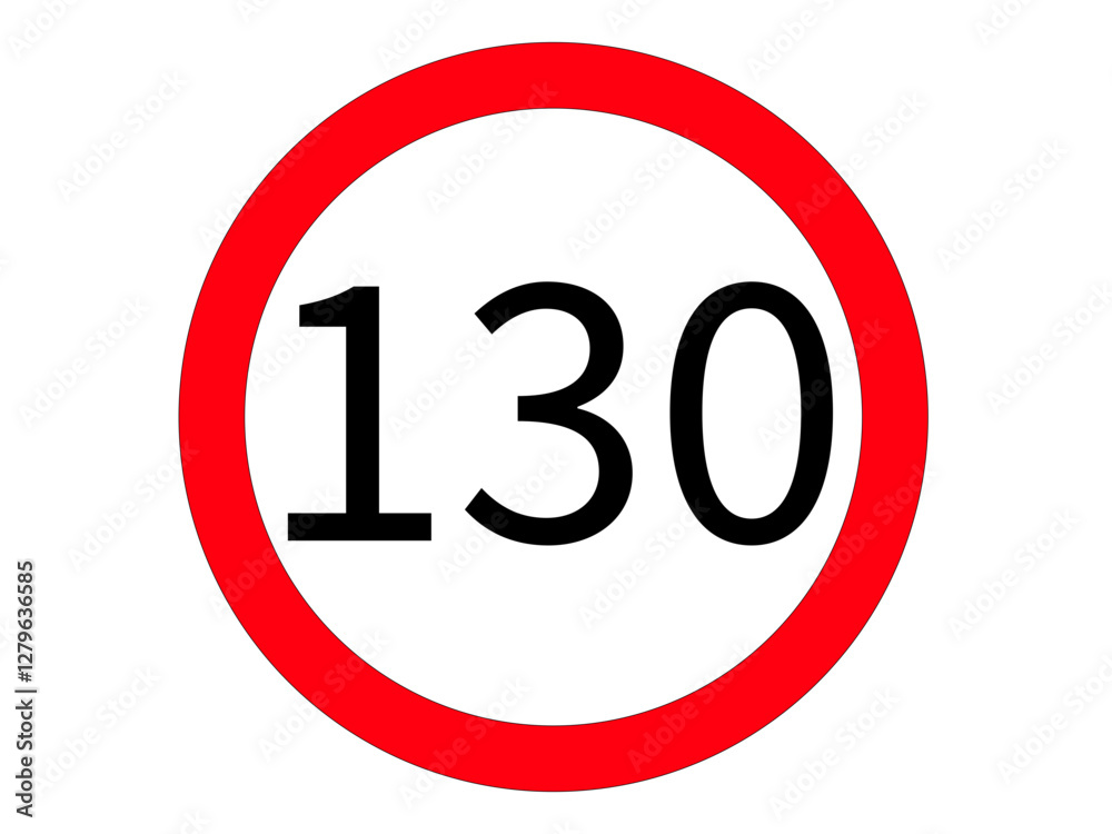 Traffic sign 130 km/h – speed limit sign for roads and construction sites Traffic sign 130 km/h – speed limit sign for roads and construction sites