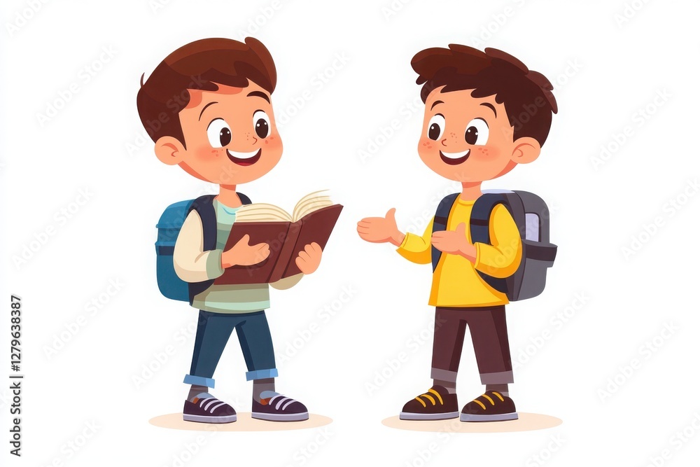 Boy sharing a story about jesus with friend, educational and inspirational concept for kids Boy sharing a story about jesus with friend, educational and inspirational concept for kids