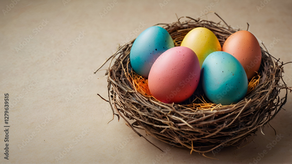 Fototapeta premium easter eggs in nest