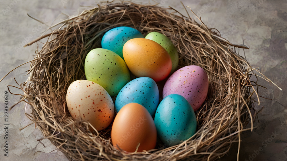 Obraz premium easter eggs in a nest