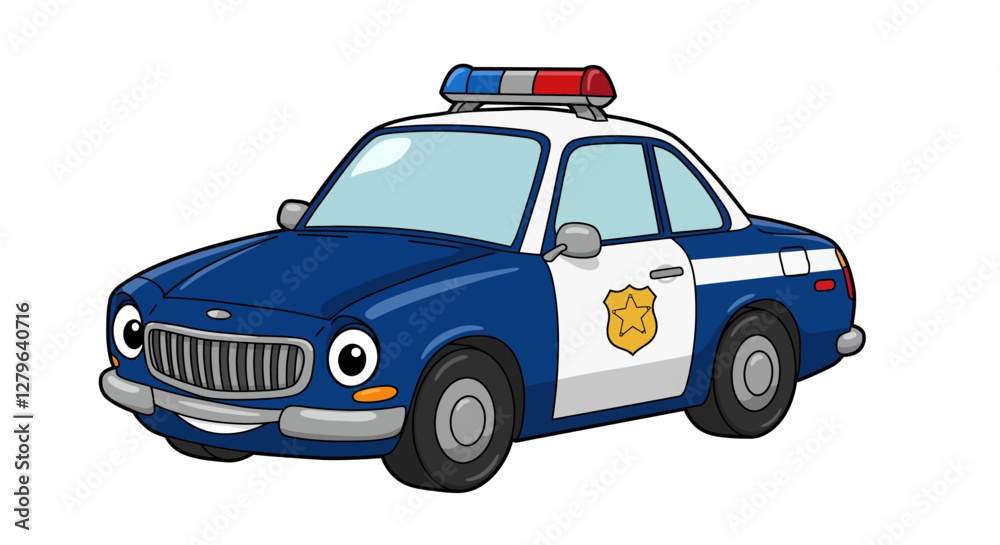Fototapeta premium Police Car Cartoon Toy No Background Vector 