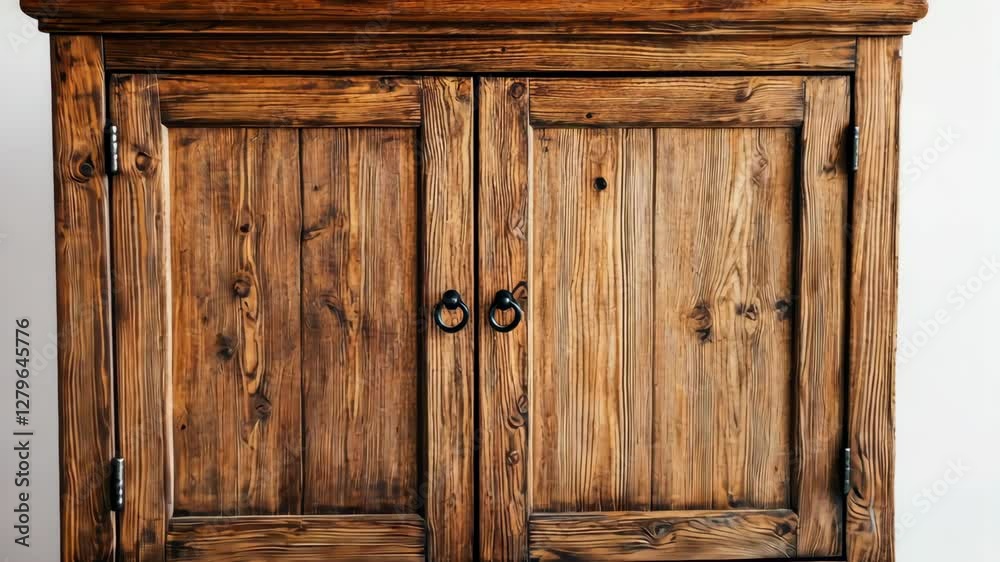 Rustic wooden cabinet closeup sequence showcasing craftsmanship and detail Rustic wooden cabinet closeup sequence showcasing craftsmanship and detail