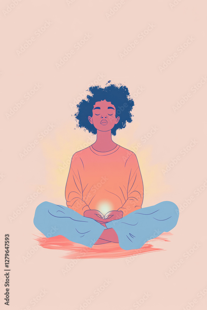 A peaceful illustration of a person sitting with eyes closed, surrounded by a soft glow, symbolizing inner peace, self love, and a strong sense of self worth. A peaceful illustration of a person sitting with eyes closed, surrounded by a soft glow, symbolizing inner peace, self love, and a strong sense of self worth.