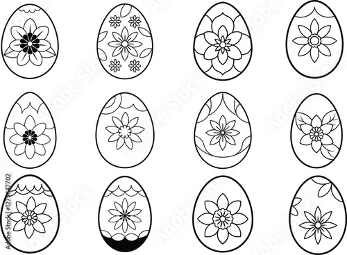 easter sunday line art silhouette egg