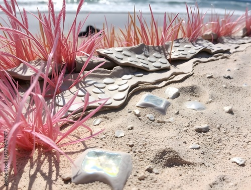 Wallpaper Mural Vibrant Beach Grasses on Serene Sand Dunes A Coastal Harmony of Color and Nature Torontodigital.ca