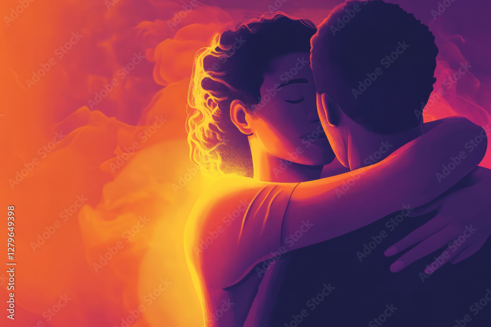 A touching and expressive illustration of a person giving a warm hug to a friend, their silhouettes glowing softly, symbolizing the deep emotional comfort found in human connection. A touching and expressive illustration of a person giving a warm hug to a friend, their silhouettes glowing softly, symbolizing the deep emotional comfort found in human connection.