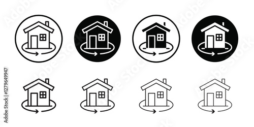 360 degree house icon Thin line flat illustration