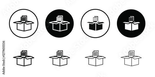 Archival box with documents icon Thin line flat illustration