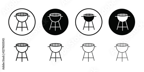 Barbecue grill icon Thin line flat illustration