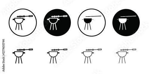 BBQ icon Thin line flat illustration