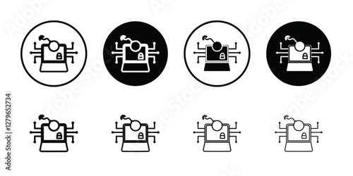 Cyber attack icon Thin line flat illustration