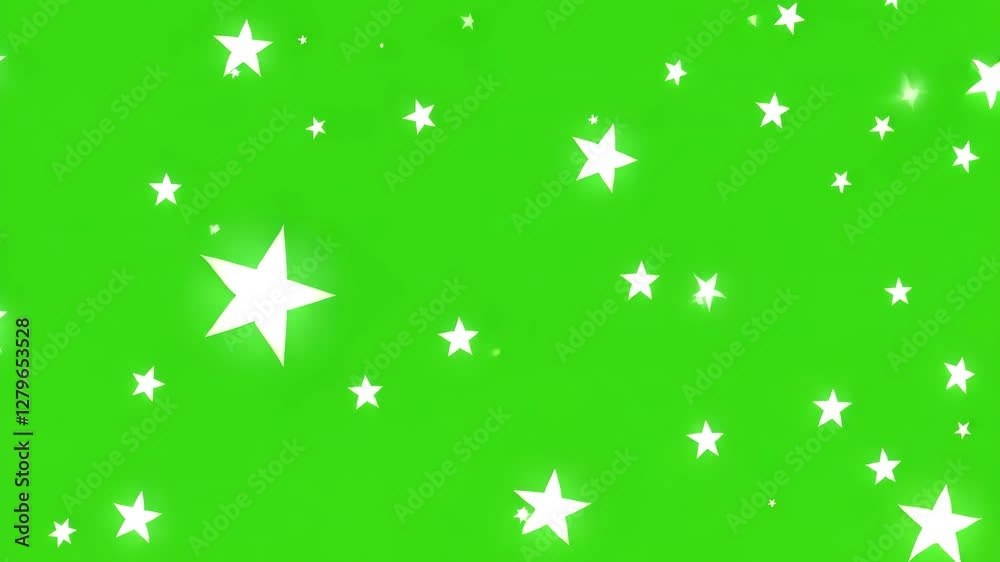 flying stars Glitter Magical Stars Floating On Green Screen Background. Shining Stars Falling Over Green Screen, Glitter Particle And Twinkle Stars Blinking Abstract Animation Background. Sparkles Sta