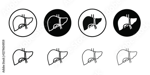 Human liver icon Thin line flat illustration