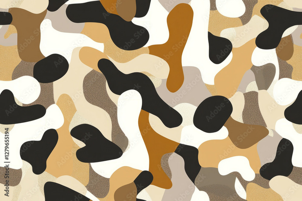 Naklejka premium A modern, minimalist pattern of abstract organic shapes in earthy tones, creating a stylish and sophisticated design.