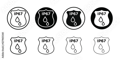 IP67 waterproof icon Thin line flat illustration