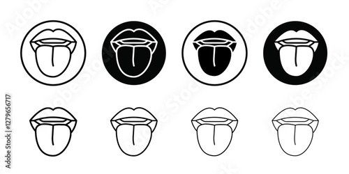 Mouth sticking tongue out icon Thin line flat illustration