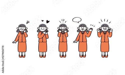 スーツの女性のイラストセット