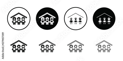 Orphanage house icon Thin line flat illustration