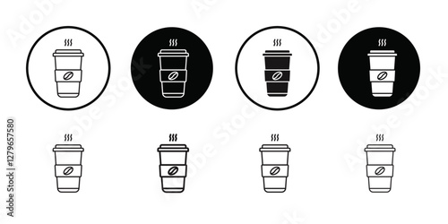 Paper coffee cup icon Thin line flat illustration