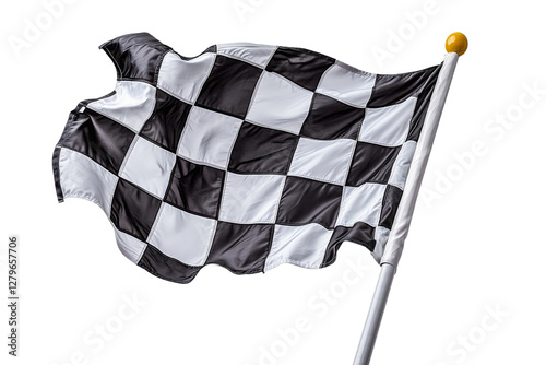 Checker flag waving at the finish line during race