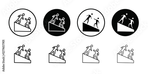 Person help someone icon Thin line flat illustration