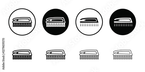 Scrubbing brush icon Thin line flat illustration