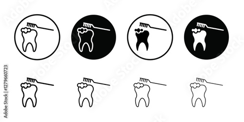 tooth cleaning icon Thin line flat illustration