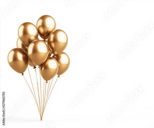 Glänzende goldene Ballons auf sanftem Hintergrund für festliche Anlässe.

