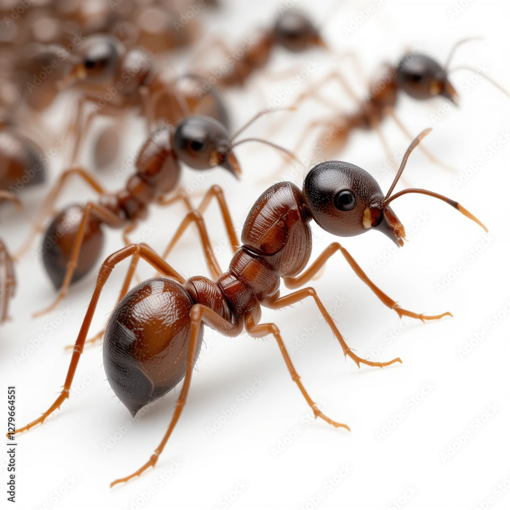 Large queen surrounded by smaller attendants of ant colony,roup of ants walking isolated on transparent background ,group of ants on the ground Large queen surrounded by smaller attendants of ant colony,roup of ants walking isolated on transparent background ,group of ants on the ground