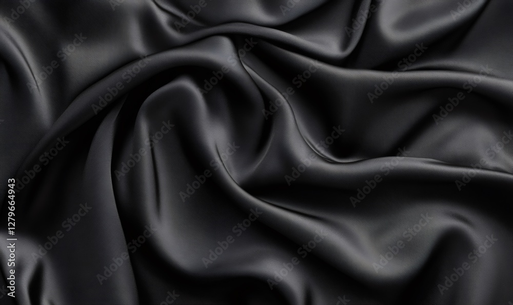 Fototapeta premium Smooth black silk cloth forming an elegant background for luxurious designs
