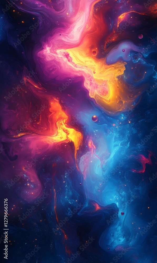 Nebula clouds swirling with vibrant colors in the vastness of space Nebula clouds swirling with vibrant colors in the vastness of space