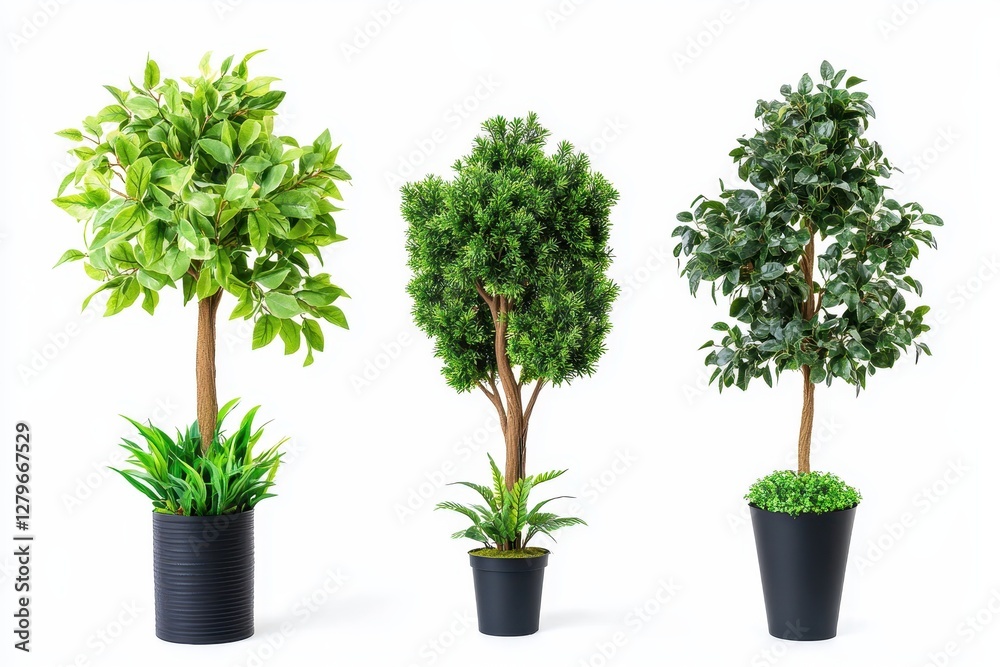 Decorative trees for the room Isolated artificial plant on white Decorative trees for the room Isolated artificial plant on white