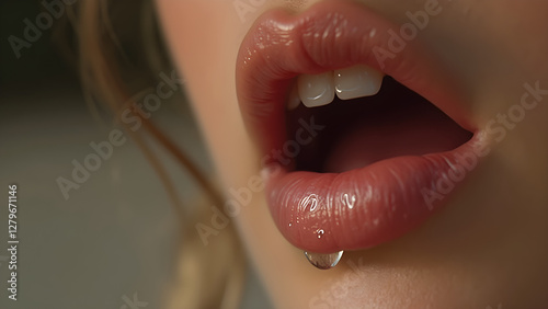 realistic tear on cheek. emotional close-up photography. high detail tear drop image. art of capturing sorrow.
