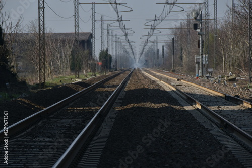 Doppio binario della stazione di San Giuliano Vecchio,  Alessandria, Piemonte, Italia photo