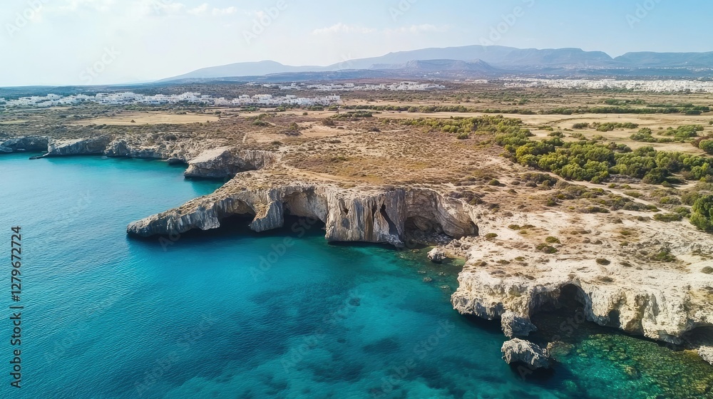 Cape Greco's dramatic cliffs under a blazing sunset, with the sea shimmering in deep turquoise and the sky bursting with warm hues. Cape Greco's dramatic cliffs under a blazing sunset, with the sea shimmering in deep turquoise and the sky bursting with warm hues.