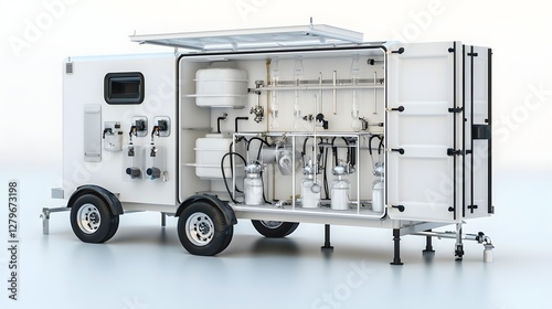 Photo of a Portable Mobile Emergency Water Unit Designed for Disaster Relief Efforts Enabling the Provision of Safe and Clean Drinking Water in Crisis Situations