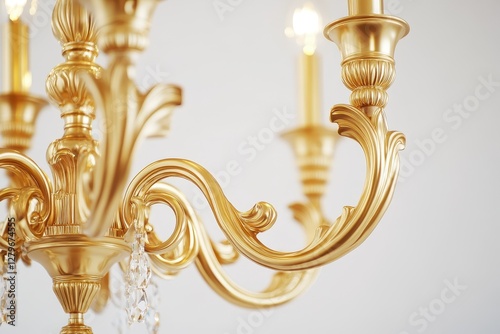 Gold chandelier against white backdrop decor for apartments
