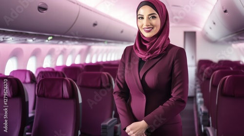 A Qatar Airways attendant embodies warmth and sophistication